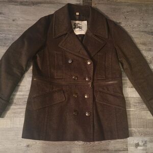 Burberry chocolate/ Olive coat ladies size USA 12